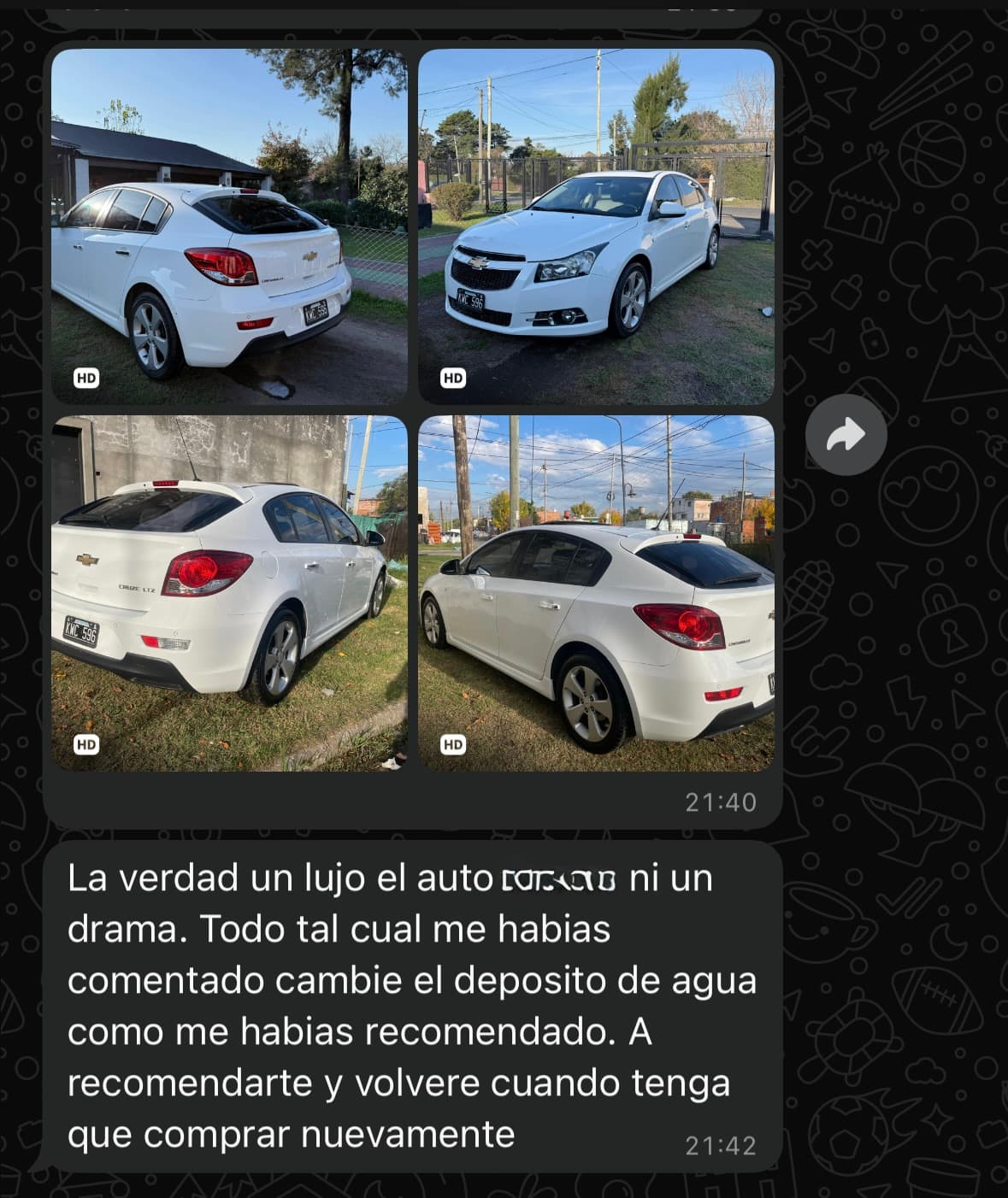 Mensaje de un cliente tras la revisión (2 de 11)