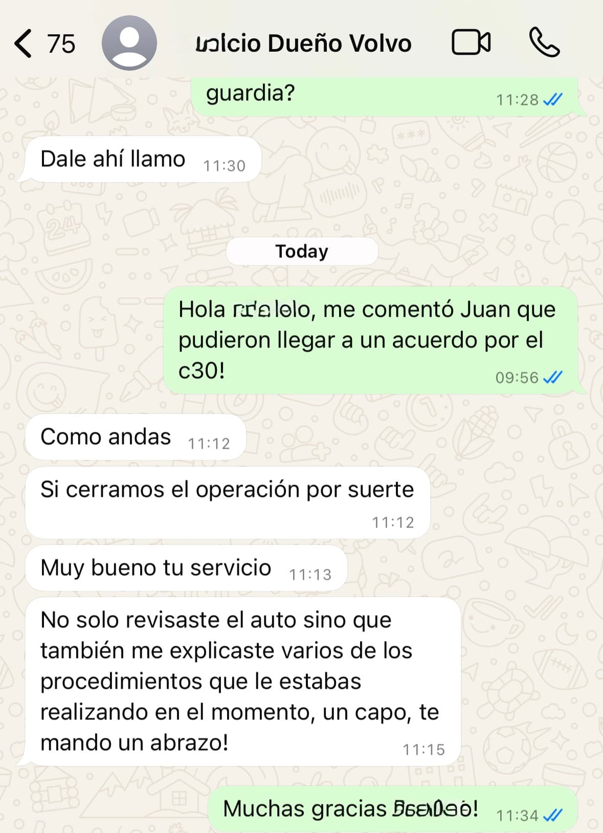Mensaje de un cliente tras la revisión (9 de 11)